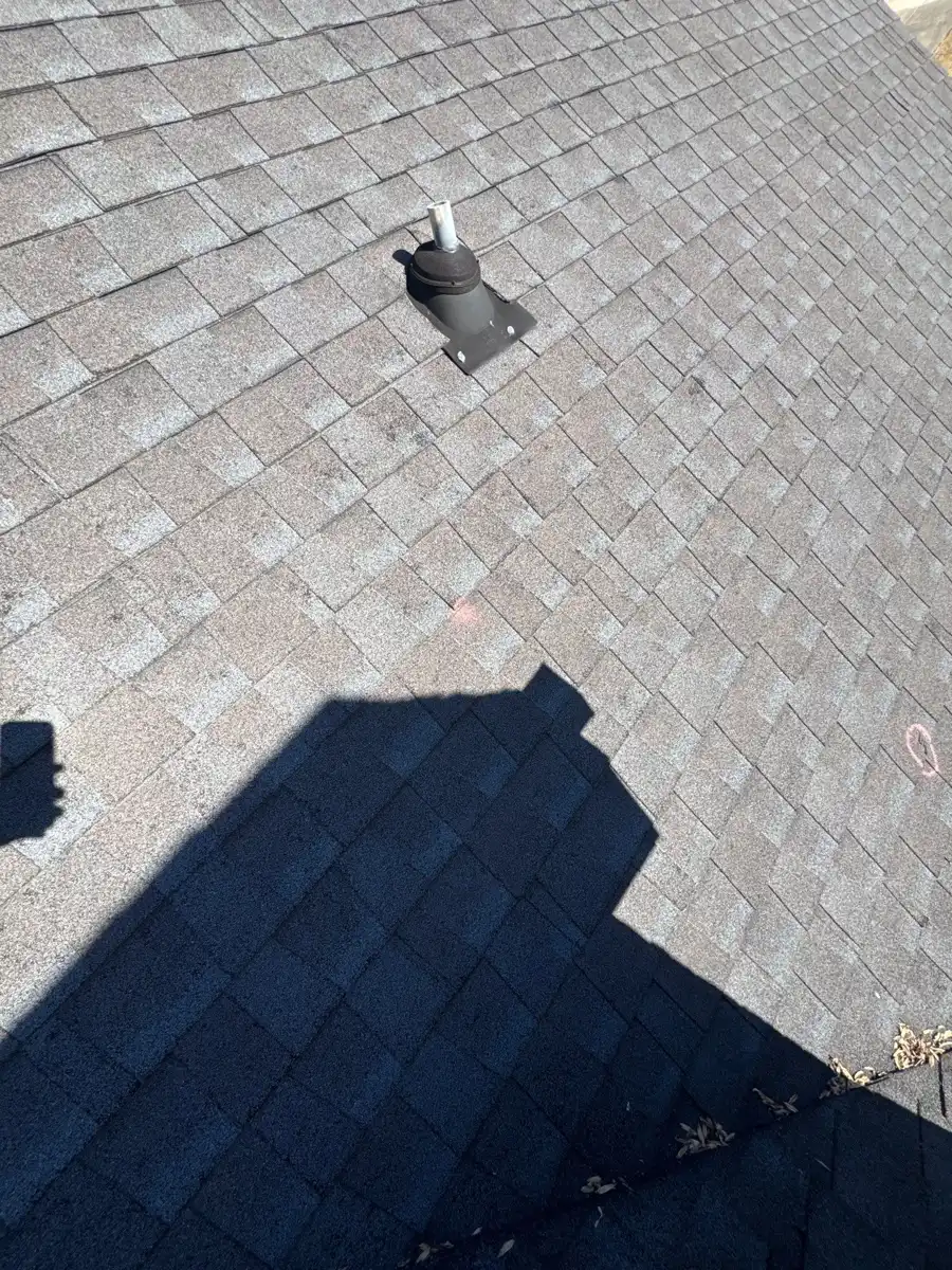 Shingle roof with plumbing vent and nearby roof intersection, Southern Premier Roofing work near Arcade GA