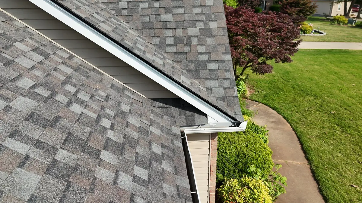Completed shingle roof with clean white edge flashing, Southern Premier Roofing work near Carl GA