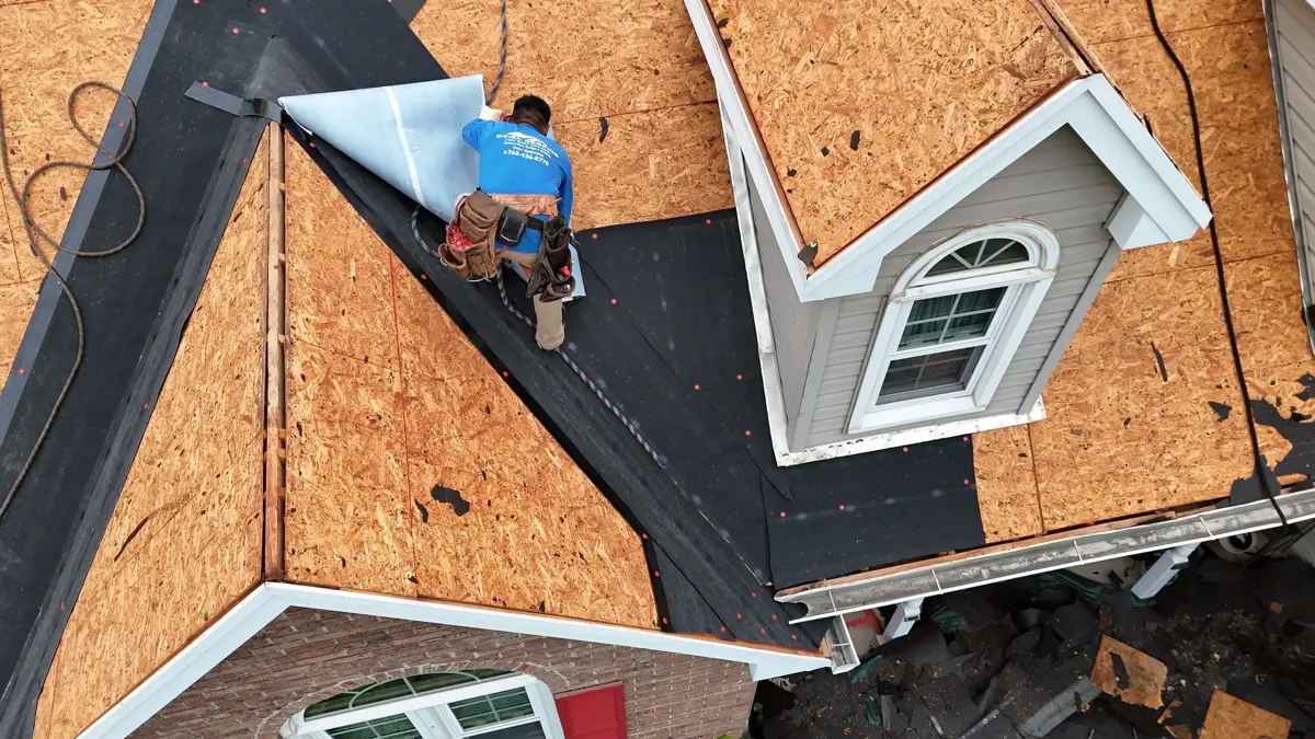 Roof decking with black underlayment installed around dormer and valleys, Southern Premier Roofing work near Lula GA